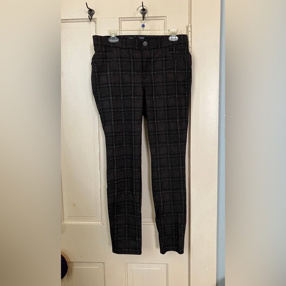 Simply Vera Wang Skinny Pants - Subtle Brown Plaid Size Large - Picture 2 of 4
